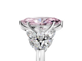 White gold Fancy Pink Marquise  Diamond Cluster Leaf Design Ring with Prong Setting_76