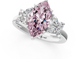White gold Fancy Pink Marquise  Diamond Floral Cluster Ring with Solitaire Band and Prong Setting_44