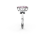 White gold Fancy Pink Marquise  Diamond Floral Cluster Ring with Solitaire Band and Prong Setting_45
