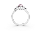 White gold Fancy Pink Marquise  Diamond Floral Cluster Ring with Solitaire Band and Prong Setting_46