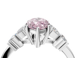 White gold Fancy Pink Marquise  Diamond Floral Cluster Ring with Solitaire Band and Prong Setting_47
