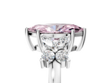 White gold Fancy Pink Marquise  Diamond Floral Cluster Ring with Solitaire Band and Prong Setting_48