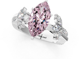 White gold Fancy Pink Marquise  Diamond Floral Vine Solitaire Engagement Ring_4