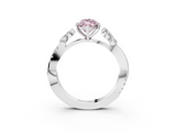 White gold Fancy Pink Marquise  Diamond Floral Vine Solitaire Engagement Ring_6