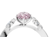 White gold Fancy Pink Marquise  Diamond Floral Vine Solitaire Engagement Ring_7