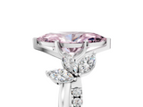 White gold Fancy Pink Marquise  Diamond Floral Vine Solitaire Engagement Ring_8