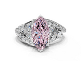 White gold Fancy Pink Marquise  Diamond Halo Ring with Marquise and Pavé Band in Prong Setting_85