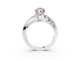 White gold Fancy Pink Marquise  Diamond Halo Ring with Marquise and Pavé Band in Prong Setting_88