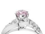 White gold Fancy Pink Marquise  Diamond Halo Ring with Marquise and Pavé Band in Prong Setting_89