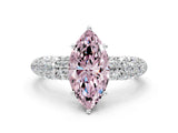 White gold Fancy Pink Marquise  Diamond Pavé Band Solitaire Ring with Four-Prong Setting_48