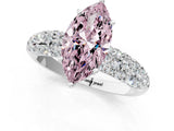 White gold Fancy Pink Marquise  Diamond Pavé Band Solitaire Ring with Four-Prong Setting_50