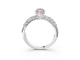 White gold Fancy Pink Marquise  Diamond Pavé Band Solitaire Ring with Four-Prong Setting_52