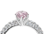 White gold Fancy Pink Marquise  Diamond Pavé Band Solitaire Ring with Four-Prong Setting_53