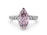 White gold Fancy Pink Marquise  Diamond Pavé Band Solitaire with Four-Prong Setting_196