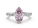 White gold Fancy Pink Marquise  Diamond Pavé Band Solitaire with Four-Prong Setting_3