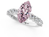 White gold Fancy Pink Marquise  Diamond Pavé Band Solitaire with Four-Prong Setting_4