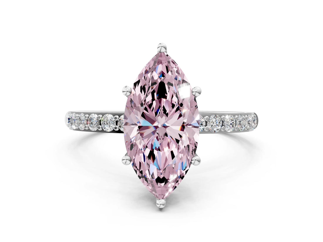White gold Fancy Pink Marquise  Diamond Pavé Band with Six-Prong Setting_51
