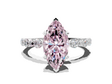 White gold Fancy Pink Marquise  Diamond Prong Set Engagement Ring with Pave Band_279