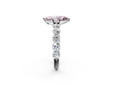 White gold Fancy Pink Marquise  Diamond Prong Setting with Side Stones on a Pave Band_123