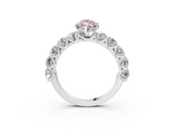 White gold Fancy Pink Marquise  Diamond Prong Setting with Side Stones on a Pave Band_130
