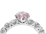 White gold Fancy Pink Marquise  Diamond Prong Setting with Side Stones on a Pave Band_131