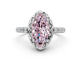 White gold Fancy Pink Marquise  Diamond Solitaire Ring with Shared Prong Pavé Band_24
