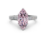 White gold Fancy Pink Marquise  Diamond Solitaire with Pave Band and Six-Prong Setting_20
