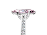 White gold Fancy Pink Marquise  Diamond Solitaire with Pave Band and Six-Prong Setting_24