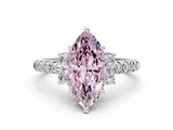 White gold Fancy Pink Marquise  Diamond Three-Stone Pave Band with Four-Prong Setting_20