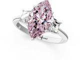 White gold Fancy Pink Marquise  Diamond Three-Stone Ring with Trapezoid Side Stones and Prong Setting_18