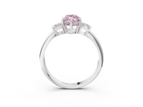 White gold Fancy Pink Marquise  Diamond Three-Stone Ring with Trapezoid Side Stones and Prong Setting_20