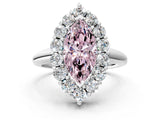 White gold Fancy Pink Marquise  Halo Cluster Diamond Engagement Ring with Prong Setting and Polished Band_19