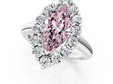 White gold Fancy Pink Marquise  Halo Cluster Diamond Engagement Ring with Prong Setting and Polished Band_21