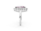 White gold Fancy Pink Marquise  Halo Cluster Diamond Engagement Ring with Prong Setting and Polished Band_22