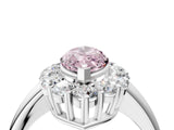 White gold Fancy Pink Marquise  Halo Cluster Diamond Engagement Ring with Prong Setting and Polished Band_24