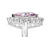 White gold Fancy Pink Marquise  Halo Cluster Diamond Engagement Ring with Prong Setting and Polished Band_25