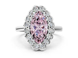White gold Fancy Pink Marquise  Halo Cluster Diamond Engagement Ring with Solitaire Band and Prong Setting_49