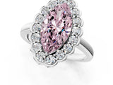 White gold Fancy Pink Marquise  Halo Cluster Diamond Engagement Ring with Solitaire Band and Prong Setting_50