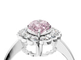 White gold Fancy Pink Marquise  Halo Cluster Diamond Engagement Ring with Solitaire Band and Prong Setting_53