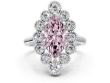 White gold Fancy Pink Marquise  Halo Diamond Cluster Engagement Ring with Milgrain Bezel Setting and Solitaire Band_57