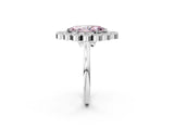 White gold Fancy Pink Marquise  Halo Diamond Cluster Engagement Ring with Milgrain Bezel Setting and Solitaire Band_59