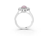 White gold Fancy Pink Marquise  Halo Diamond Cluster Engagement Ring with Milgrain Bezel Setting and Solitaire Band_60