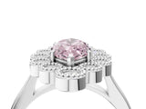 White gold Fancy Pink Marquise  Halo Diamond Cluster Engagement Ring with Milgrain Bezel Setting and Solitaire Band_61
