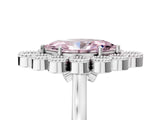 White gold Fancy Pink Marquise  Halo Diamond Cluster Engagement Ring with Milgrain Bezel Setting and Solitaire Band_62