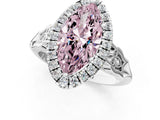 White gold Fancy Pink Marquise  Halo Diamond Engagement Ring with Filigree Band and Four-Prong Setting_106