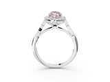 White gold Fancy Pink Marquise  Halo Diamond Engagement Ring with Filigree Band and Four-Prong Setting_108