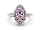 White gold Fancy Pink Marquise  Halo Diamond Engagement Ring with Intricate Filigree Band and Four-Prong Setting_72