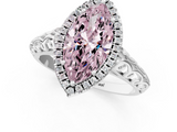 White gold Fancy Pink Marquise  Halo Diamond Engagement Ring with Intricate Filigree Band and Four-Prong Setting_74