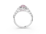 White gold Fancy Pink Marquise  Halo Diamond Engagement Ring with Intricate Filigree Band and Four-Prong Setting_75