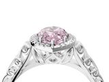 White gold Fancy Pink Marquise  Halo Diamond Engagement Ring with Intricate Filigree Band and Four-Prong Setting_77